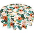thumbnail image 1 of Floral Flower Colorful Round Tablecloth 60 Inch Summer Blossom Tablecloths for Round Tables Waterproof Polyester Round Table Cover Reusable Anti-Slip Table Cloth for Dining Room Party Indoor Outdoor, 1 of 6