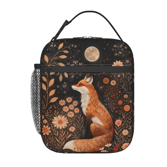 Floral Flower Fox Lunch boxs Portable Thermal Lunch Bags