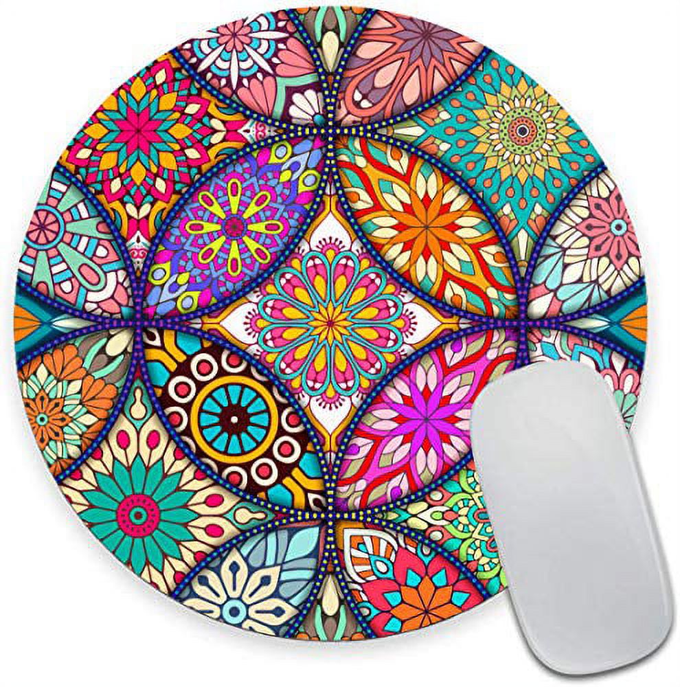 Floral Flower Mandala Round Mouse Pad,Beautiful Mouse Mat, Cute Mouse Pad with Design, Non-Slip Rubber Base Mousepad, Waterproof Office Mouse Pad, Small Size 7.9 x 0.12 Inch - image 1 of 6