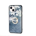 thumbnail image 1 of Floral Flower Pattern Diamond Case for iPhone 13 with Exquisite Glass Back,Anti-Slip,Anti-Scratch,Anti-Fingerprint Ring Holder Cute Slim Thin TPU Soft Bumper Protective Case Cover For iPhone 13,E, 1 of 1