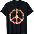 thumbnail image 1 of Floral Flower Petals Peace Sign Hippie Botanical Retro T-Shirt, 1 of 4