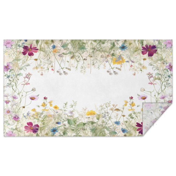 Floral Flower Plant Tablecloth Waterproof Polyester Table Cloth for Kitchen Dining Holiday Dinner Oil-Proof Rectangle 60x102 Inch Heavy Weight Table Covers