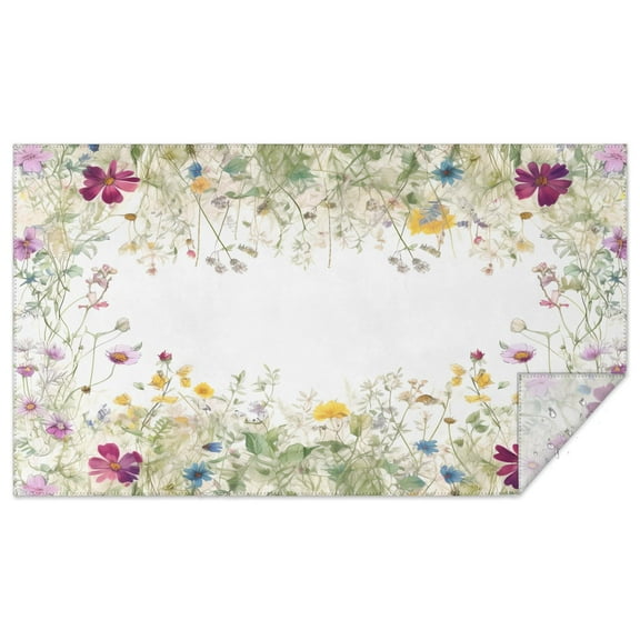 Floral Flower Plant Tablecloth Waterproof Polyester Table Cloth for Kitchen Dining Holiday Dinner Oil-Proof Rectangle 60x102 Inch Heavy Weight Table Covers