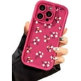 thumbnail image 1 of Floral Flower Soft Matte Shockproof Case for iPhone Compatible with iPhone 13 Pro, Rose Red, 1 of 7