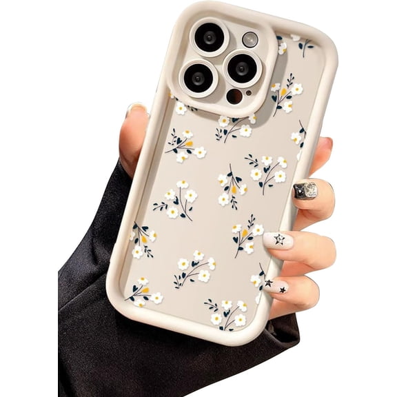 Floral Flower Soft Matte Shockproof Case for iPhone Compatible with iPhone 13 Pro, White