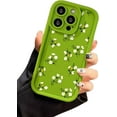 thumbnail image 1 of Floral Flower Soft Matte Shockproof Case for iPhone Compatible with iPhone 15, Green, 1 of 7