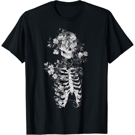 Floral Flowers Goth Dark Alt Aesthetic T-Shirt