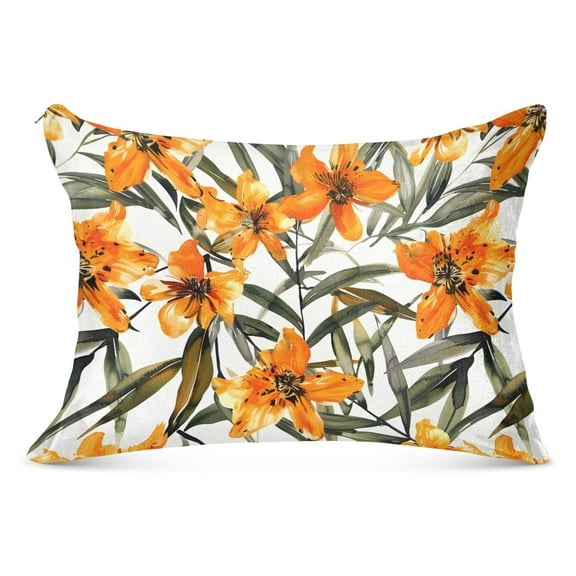 Floral Flowers Plush Pillow Cases Standard Size Ultra Soft Warm Pillowcases with Zipper 20"x26"