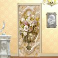 Floral Flowers Vase 3D Door Stickers Home Decor Living Room Bedroom