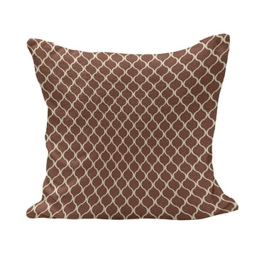 Floral Fluffy Throw Pillow Cushion Cover, Classical with Chevron Scrolls Old Fashioned Design, Decorative Square Accent Pillow Case, 26" x 26", Dark Orange Sand Brown, by Ambesonne