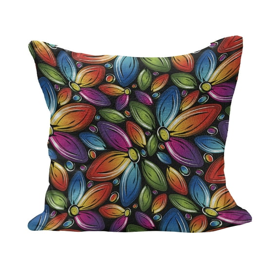 Floral Fluffy Throw Pillow Cushion Cover, Colorful Flowers with Half Petals Pattern Rainbow Themed Design Vintage Inspiration, Rectangle Accent Pillow Case, 36" x 16", Multicolor, by Ambesonne
