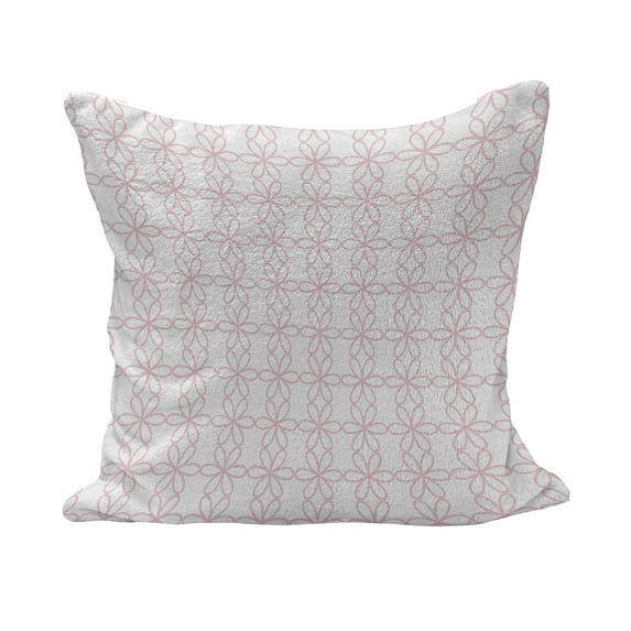Floral Fluffy Throw Pillow Cushion Cover, Contiguous Orderly Flower Pattern Symmetrical Spring Nature Art Print, Decorative Square Accent Pillow Case, 36" x 36", Pale Pink and White, by Ambesonne