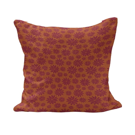 Floral Fluffy Throw Pillow Cushion Cover, Modern Design with Geometrical Bold Line Flowers Image, Decorative Square Accent Pillow Case, 20" x 20", Scarlet and Maroon, by Ambesonne