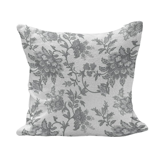 Floral Fluffy Throw Pillow Cushion Cover, Monochrome Petals Traditional Nature Influences Essence Art Print, Decorative Square Accent Pillow Case, 20" x 20", Dimgray, by Ambesonne