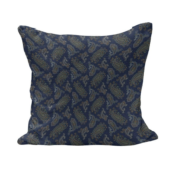 Floral Fluffy Throw Pillow Cushion Cover, Persian Droplet Shaped Folk Motif with Medieval Victorian Like Image, Decorative Square Accent Pillow Case, 40" x 40", Dark Blue Green, by Ambesonne