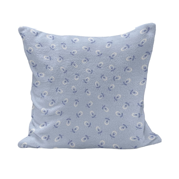Floral Fluffy Throw Pillow Cushion Cover, Small Spring Flowers on Blue Background Romantic Retro Pattern, Decorative Square Accent Pillow Case, 26" x 26", Blue Violet Pale Blue, by Ambesonne