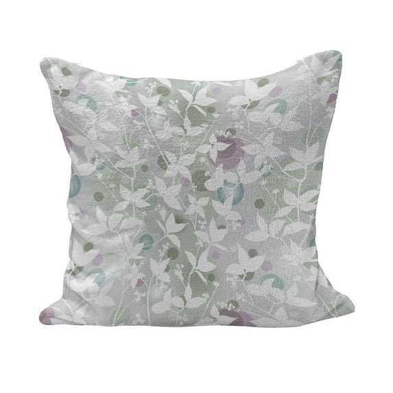 Floral Fluffy Throw Pillow Cushion Cover, Spring Seamless Pattern with Flowers in Vintage Style Art Print, Decorative Square Accent Pillow Case, 40" x 40", White and Reseda Green, by Ambesonne