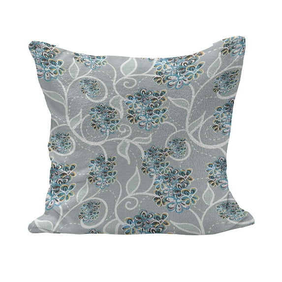 Floral Fluffy Throw Pillow Cushion Cover, Swirls Daisy Flower Bouquets Beauty Exquisite Flourishing Nature Essence, Decorative Square Pillow Case, 36" x 36", Sky Blue Grey Apricot, by Ambesonne