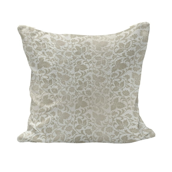 Floral Fluffy Throw Pillow Cushion Cover, Traditional Victorian Retro Swirl Flowers Classic Blooms Rococo Pattern, Decorative Square Accent Pillow Case, 26" x 26", Beige White, by Ambesonne