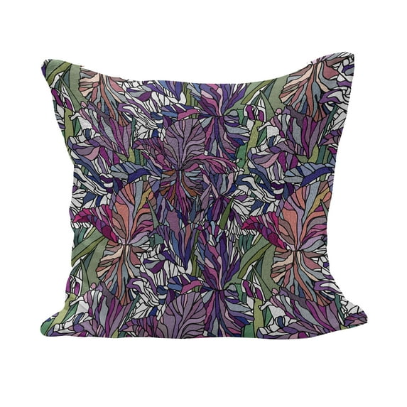 Floral Fluffy Throw Pillow Cushion Cover, Tropical Jungle Rainforest Abstraction Narcissus Iris Vintage Style Nature, Decorative Square Accent Pillow Case, 26" x 26", Multicolor, by Ambesonne