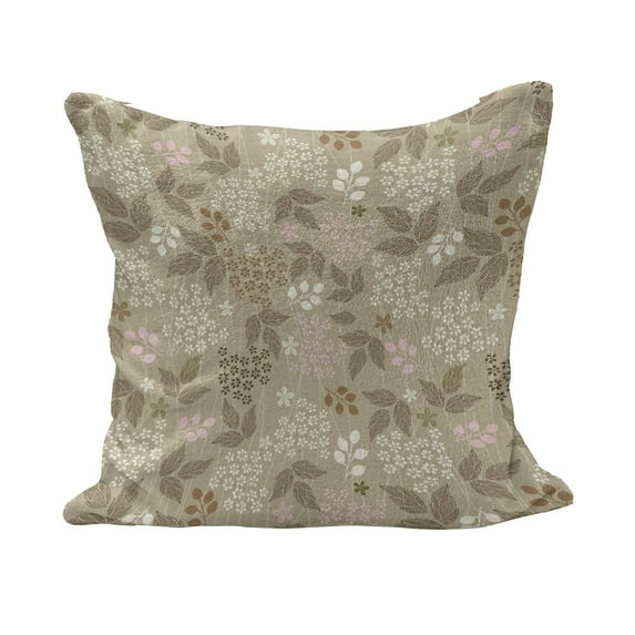 Floral Fluffy Throw Pillow Cushion Cover, Vintage Leaves Daisy Silhouettes Ornate Environment Elements Romantic Pattern, Rectangle Accent Pillow Case, 26" x 16", Tan Pink Cream, by Ambesonne