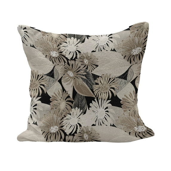 Floral Fluffy Throw Pillow Cushion Cover, Vintage Plant Arrangement with Soft Colors Faded Foliage Leaves Natural Vegetation, Decorative Square Accent Pillow Case, 40" x 40", Tan Black, by Ambesonne