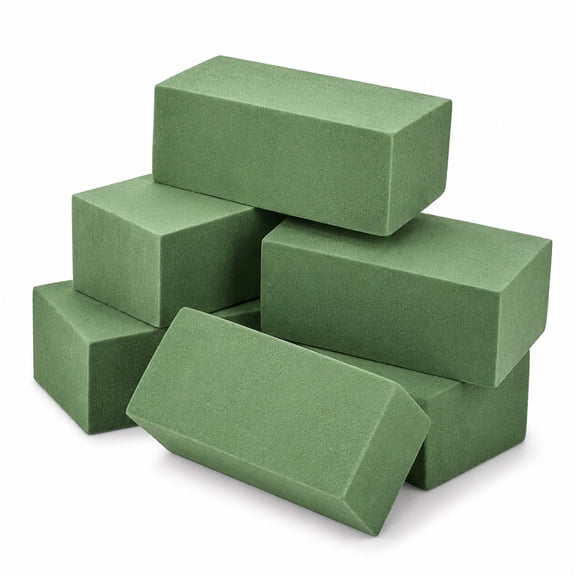 Floral Foam Blocks, 6 Pcs Green Wet & Dry Foam, 9” L x 4.3” W x 3” H for Flower Arrangement, Wedding & Home Decor