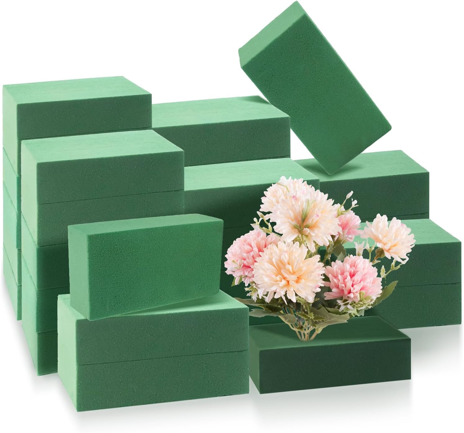 Floral Foam Blocks,Green Wet Dry Flower Foam Plant Foam for Fresh & Artificial Flower Arrangements DIY Craft 5.5”L x 3.1”W x 1.7”H