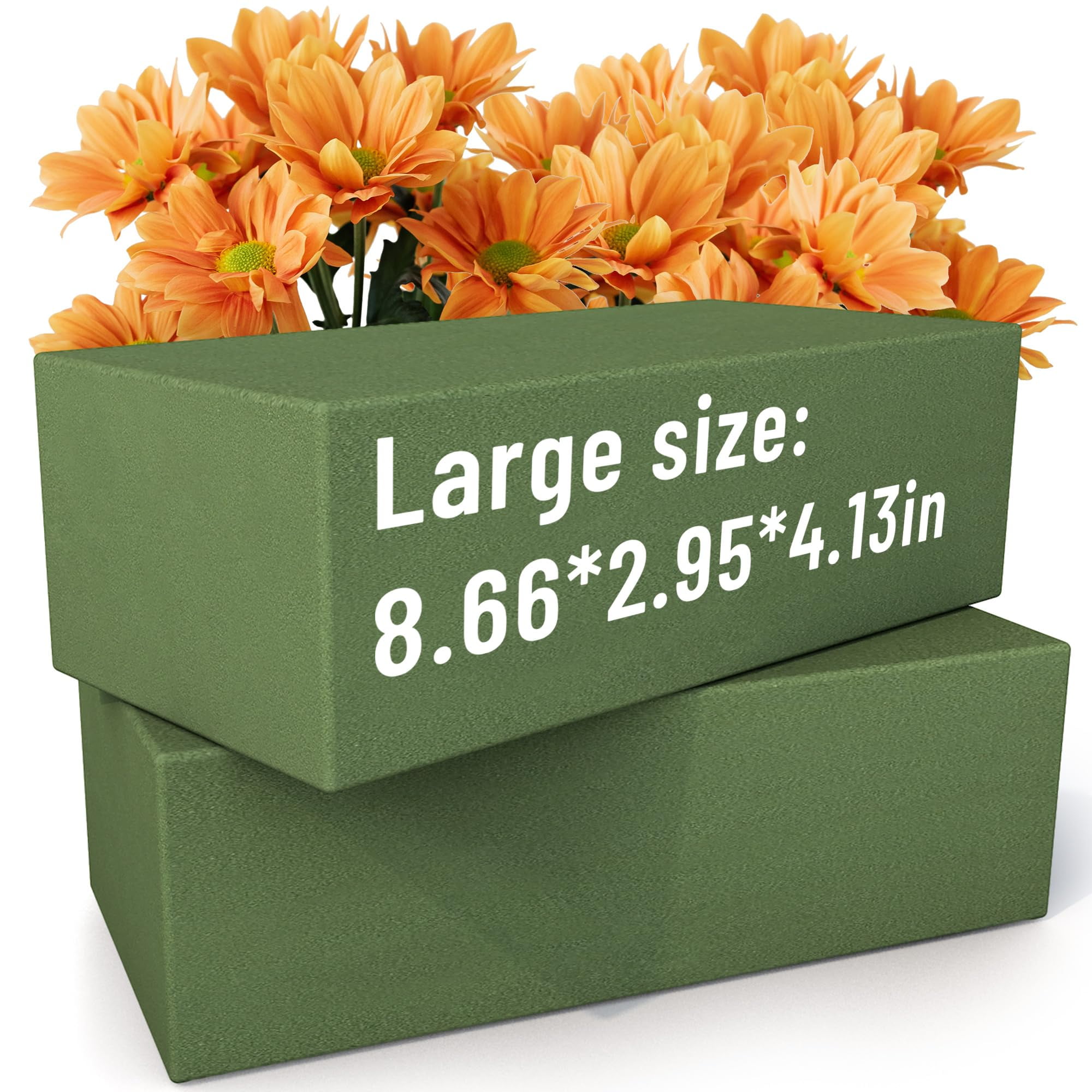 Large Floral Foam Blocks, 2 Pack 9 Inch Wet Floral Foam Bricks, for Artificial Flowers, Silk Flowers, Fresh Flower Arrangements, Wedding Decor, Holiday Decorations, DIY Crafts, Vase Filler
