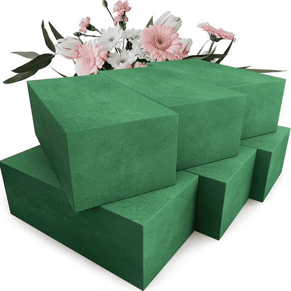 Floral Foam Blocks Set of 6 Wet Foam Bricks for Artificial and Fresh Flower Arrangements, Green
