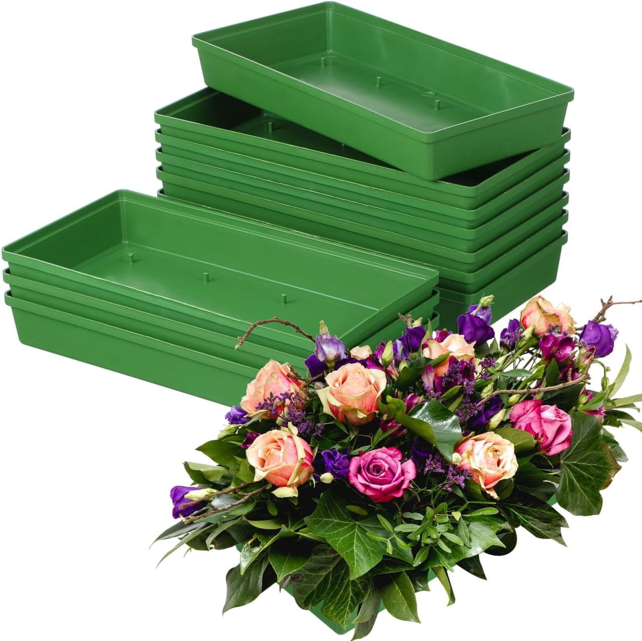 Floral Foam Cage Rectangle Plastic Mud Holder for Fresh and Artificial Flower Arrangements Weddings 10 Pcs