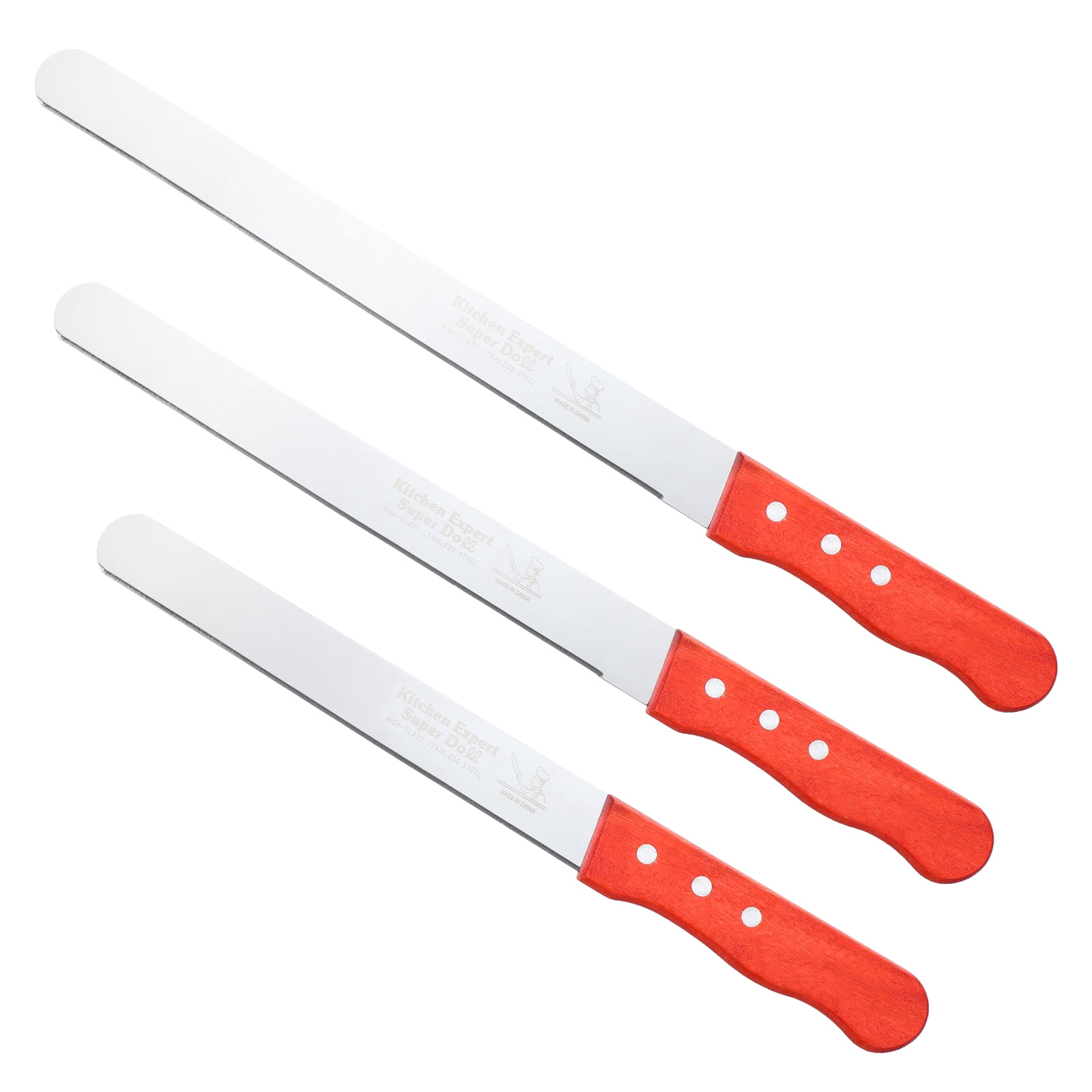 Floral Foam Knife, 3 Pcs 32.5, 37.5, 42.5 x 3.1CM Florist Professional Cutting Knife for Flower Foam Block Cake, Wooden Handle
