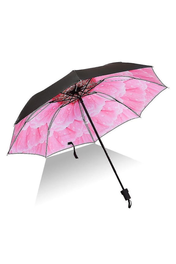 Floral Foldable Umbrella Windproof Anti Uv Rain Sun Compact Parasol