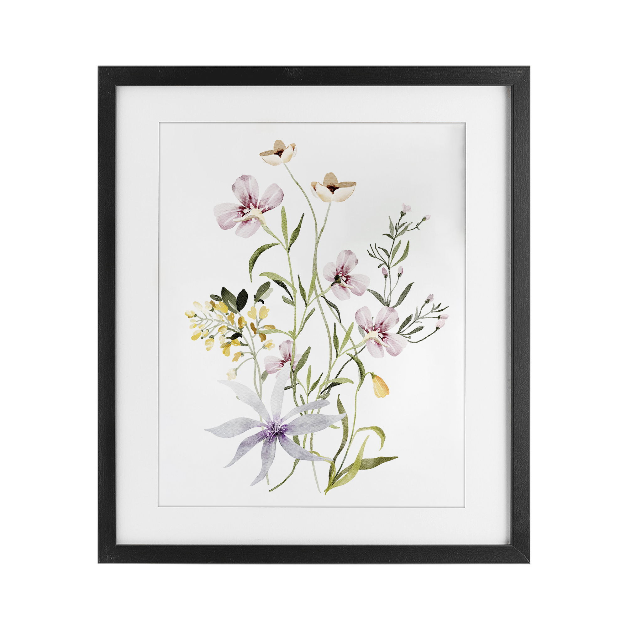 Floral Foliage Bundle Black Framed Print Under Glass, design by Lettered and Lined