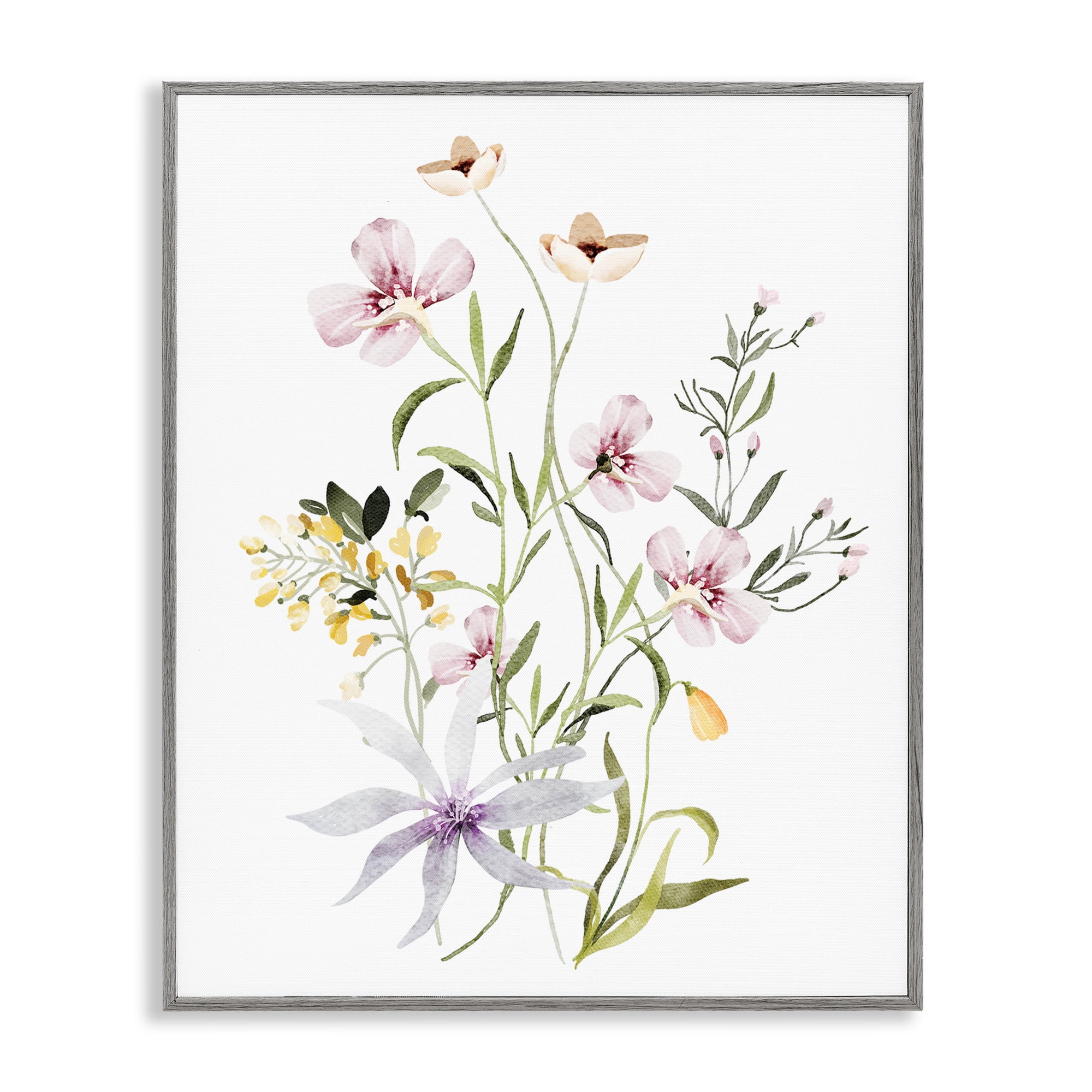 Floral Foliage Bundle Gray Framed Giclee Art, design by Lettered and Lined