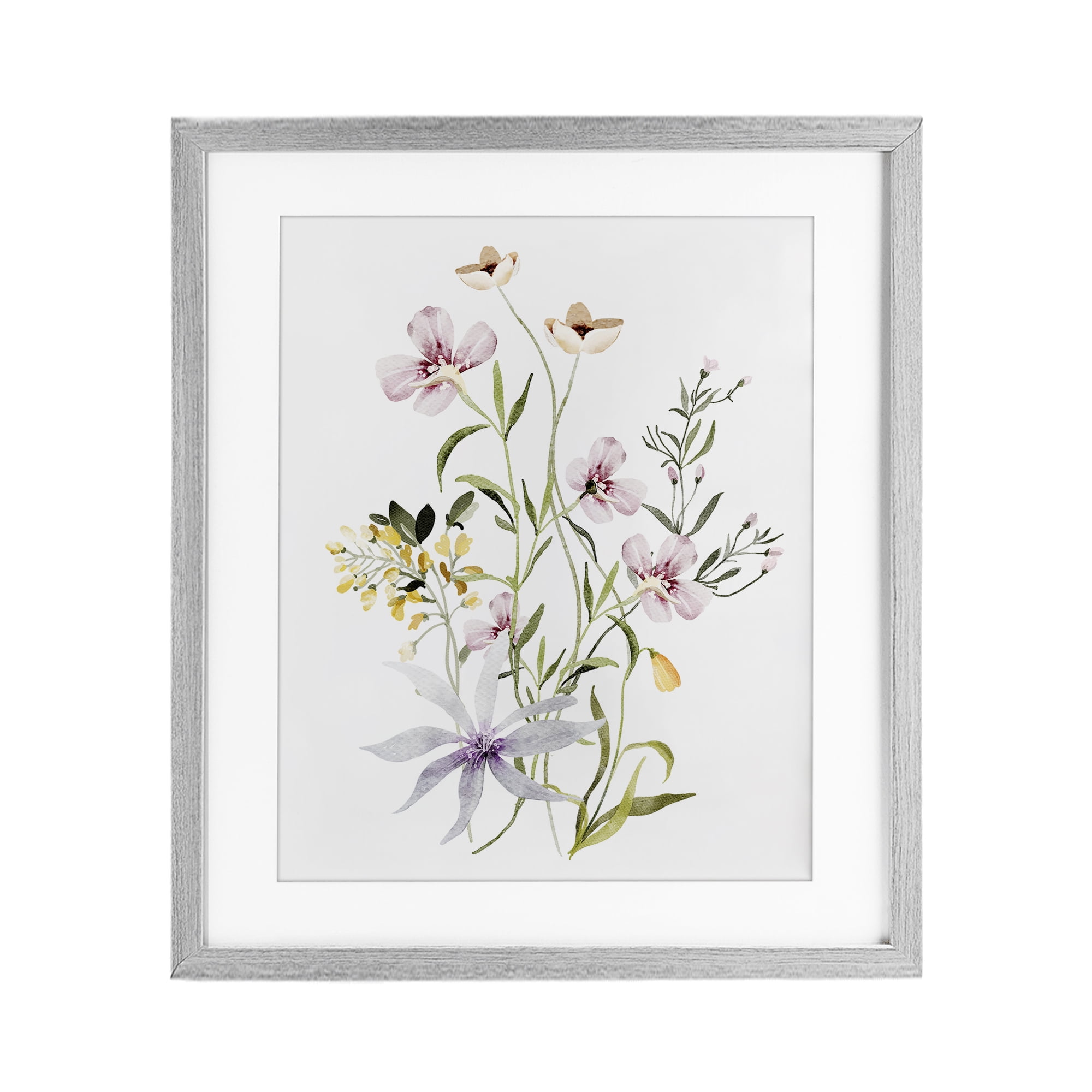 Floral Foliage Bundle Gray Framed Print Under Glass, design by Lettered and Lined