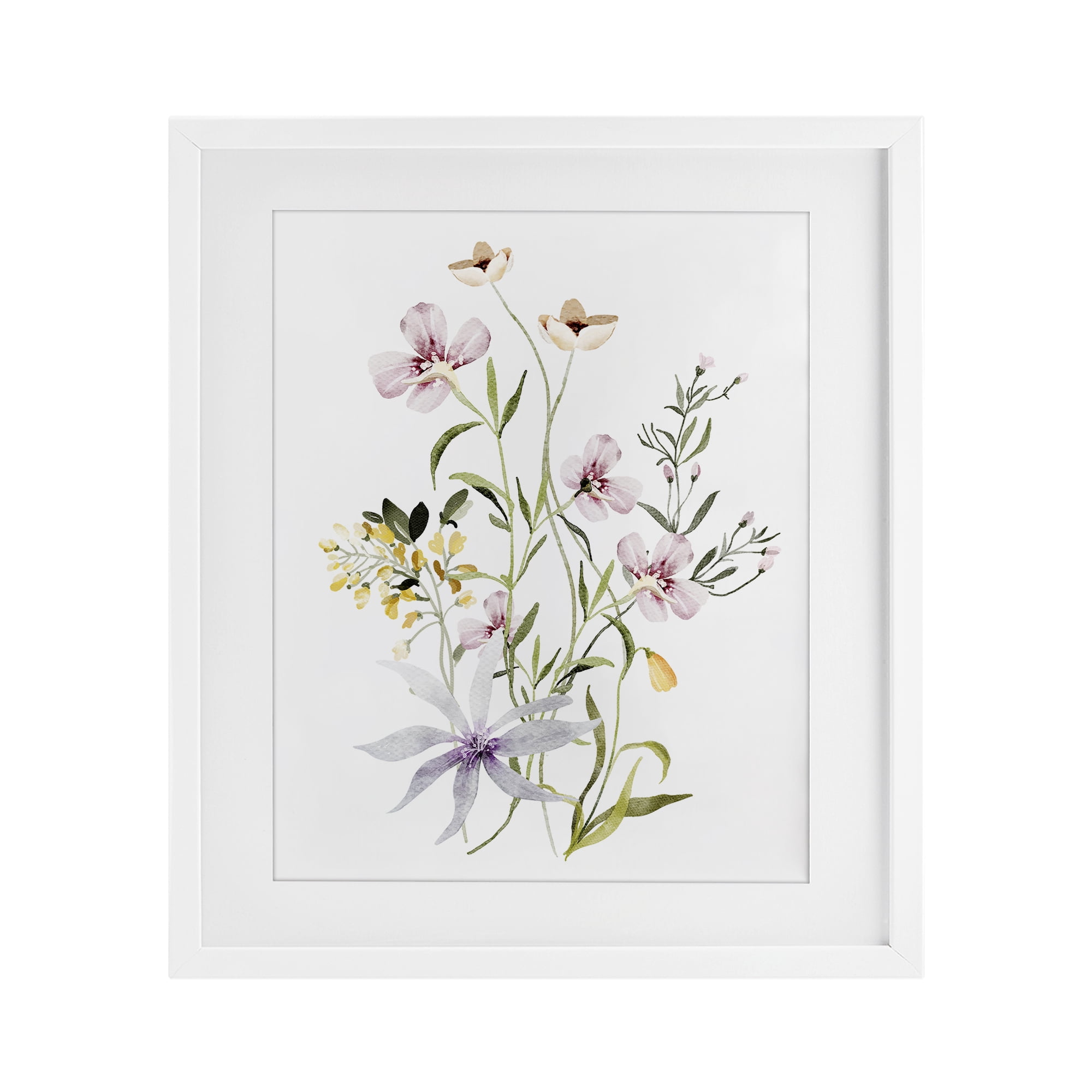 Floral Foliage Bundle White Framed Print Under Glass, design by Lettered and Lined