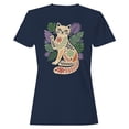 thumbnail image 1 of Floral Folk Art Women's Navy T-shirt, 1 of 3