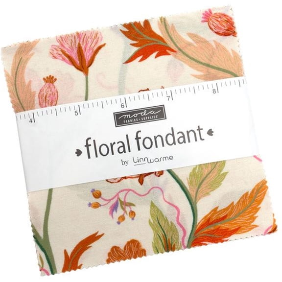 Floral Fondant Charm Pack by Linn Warme, 42 5-inch Precut Fabric Quilt Squares