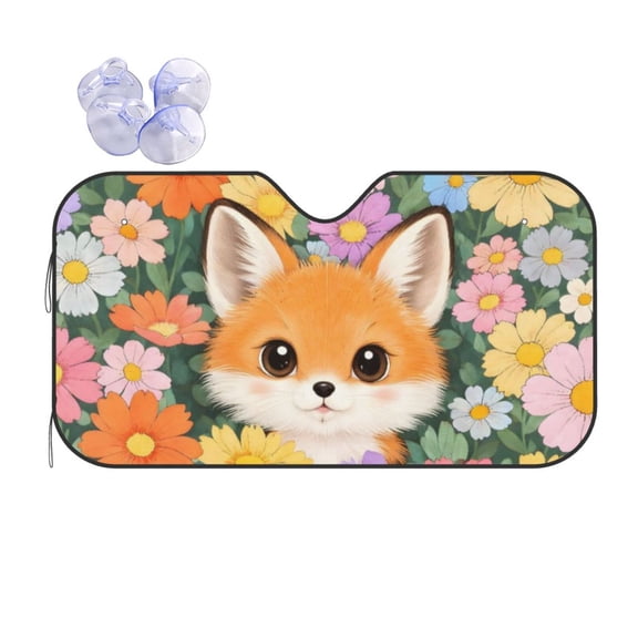 Floral Fox Car Windshield Sun Shade Universal Fit Auto Sun Visor Protector