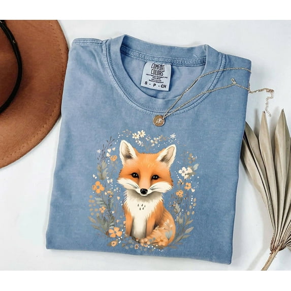 Floral Fox Shirt – Comfort Colors® Nature & Animal Lover Gift, Flower Garden Tee for Women & Men