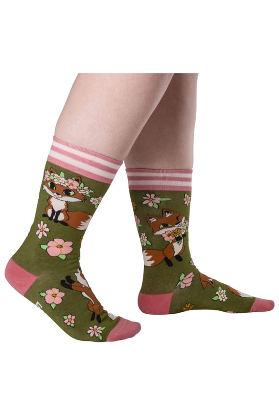 Floral Foxes Crew Socks