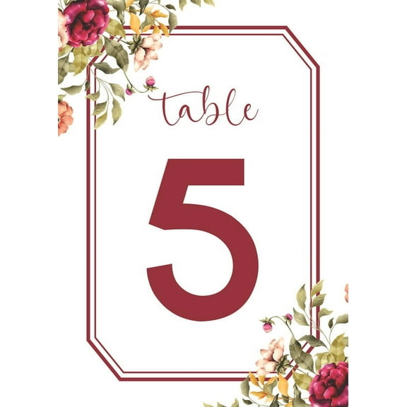 Floral Frame 1-25 Pcs Wedding Table Number Cards With Head Table Double Sided Anniversary Birthday Bridal Shower Party 4x6 Inch