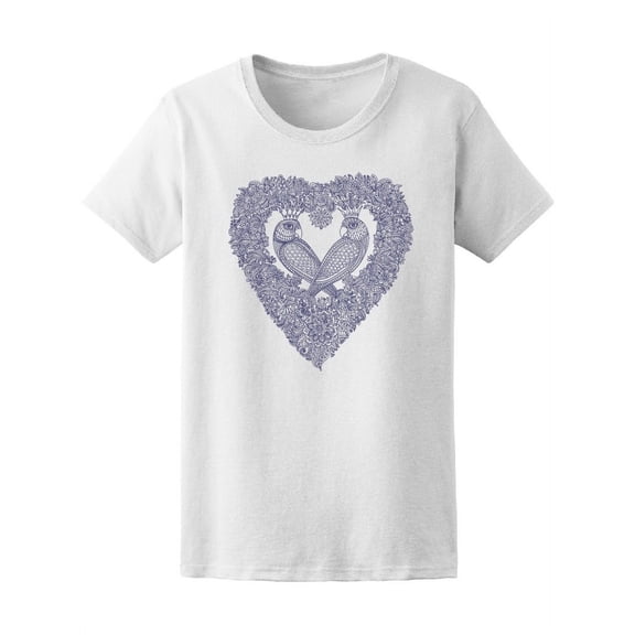 Floral Frame Love Couple Parrot Tee Women's -Image by Shutterstock