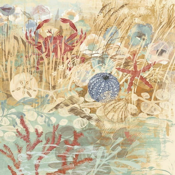 "Floral Frenzy Coastal V" Painting Print on Canvas