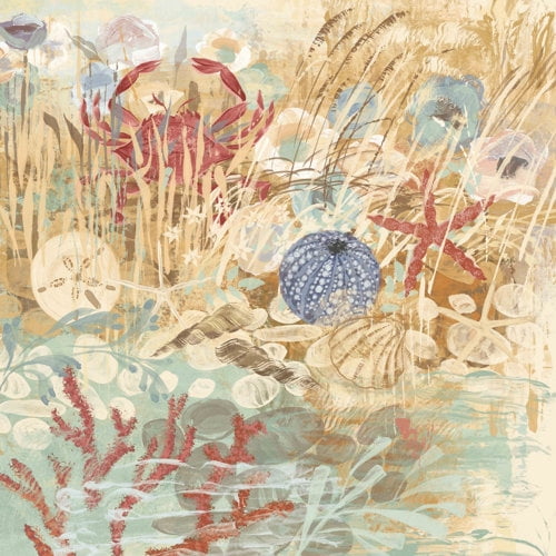 "Floral Frenzy Coastal V" Painting Print on Canvas