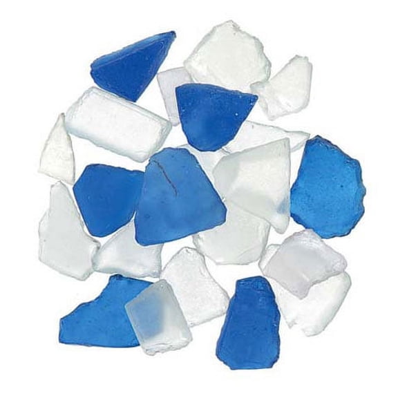 Floral Frosted Sea Glass Blue Mix 1 Pound