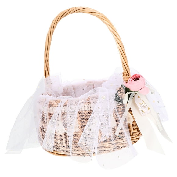 Floral Fruit Basket Picnic Supplies Rattan Child