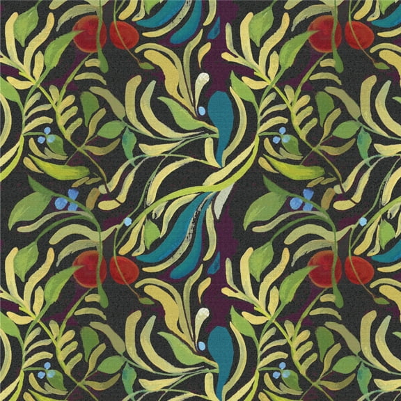 Floral Fruit Vines Black Pattern Premium Roll Gift Wrap Wrapping Paper