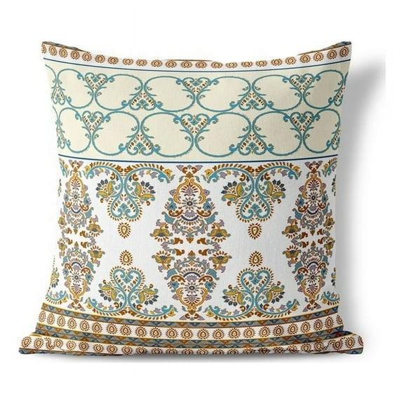 Floral Fusion Indoor/Outdoor Pillow with Removable Cover in Blue 26x26